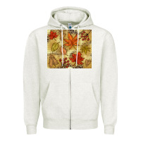 Oatmeal Heather Fall leaves Zipper Hoodie - NancyCooperArtShop
