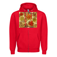 Red Fall leaves Zipper Hoodie - NancyCooperArtShop
