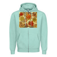 Seafoam Fall leaves Zipper Hoodie - NancyCooperArtShop