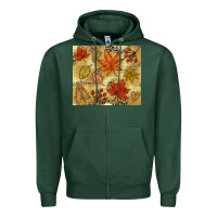 Sports Green Fall leaves Zipper Hoodie - NancyCooperArtShop