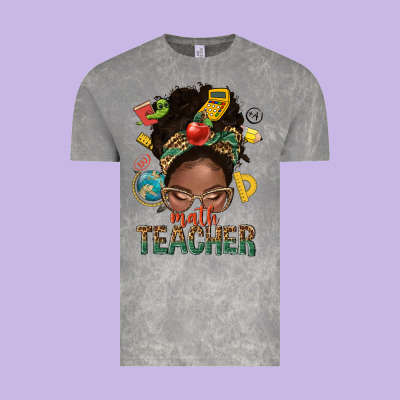 Math Teacher Life Afro Messy Bun Vintage Tee Designed By Nancycooperartshop