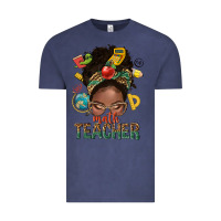 Vintage Denim math teacher life afro messy bun Vintage Tee - NancyCooperArtShop