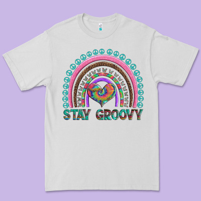 Stay Groovy With Rainbow And Heart Premium Tee Designed By Artiststas