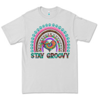 Dove Grey stay groovy with rainbow and heart Premium Tee - Artiststas