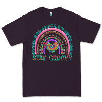 Plum stay groovy with rainbow and heart Premium Tee - Artiststas