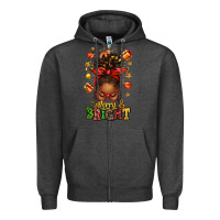Charcoal Heather merry and bright christmas afro messy bun Zipper Hoodie - texasbilliewilder