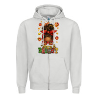 Dove Grey merry and bright christmas afro messy bun Zipper Hoodie - texasbilliewilder