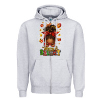 Heather Grey merry and bright christmas afro messy bun Zipper Hoodie - texasbilliewilder