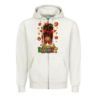 Oatmeal Heather merry and bright christmas afro messy bun Zipper Hoodie - texasbilliewilder