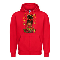 Red merry and bright christmas afro messy bun Zipper Hoodie - texasbilliewilder