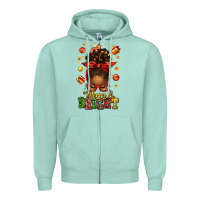 Seafoam merry and bright christmas afro messy bun Zipper Hoodie - texasbilliewilder