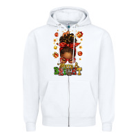 White merry and bright christmas afro messy bun Zipper Hoodie - texasbilliewilder