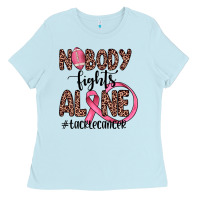 Baby Blue nobody fights alone #tacklecancer Ladies Tee - JahusDesignShop