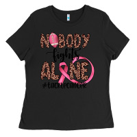Black nobody fights alone #tacklecancer Ladies Tee - JahusDesignShop
