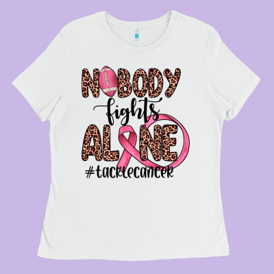 Nobody Fights Alone #tacklecancer Ladies Tee Designed By Jahusdesignshop