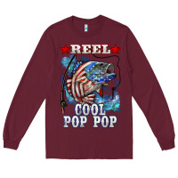 Burgundy reel cool pop pop american flag bass Long Sleeve Tee - LillyAllenDesigns