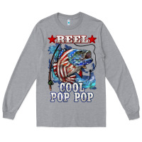 Heather Grey reel cool pop pop american flag bass Long Sleeve Tee - LillyAllenDesigns