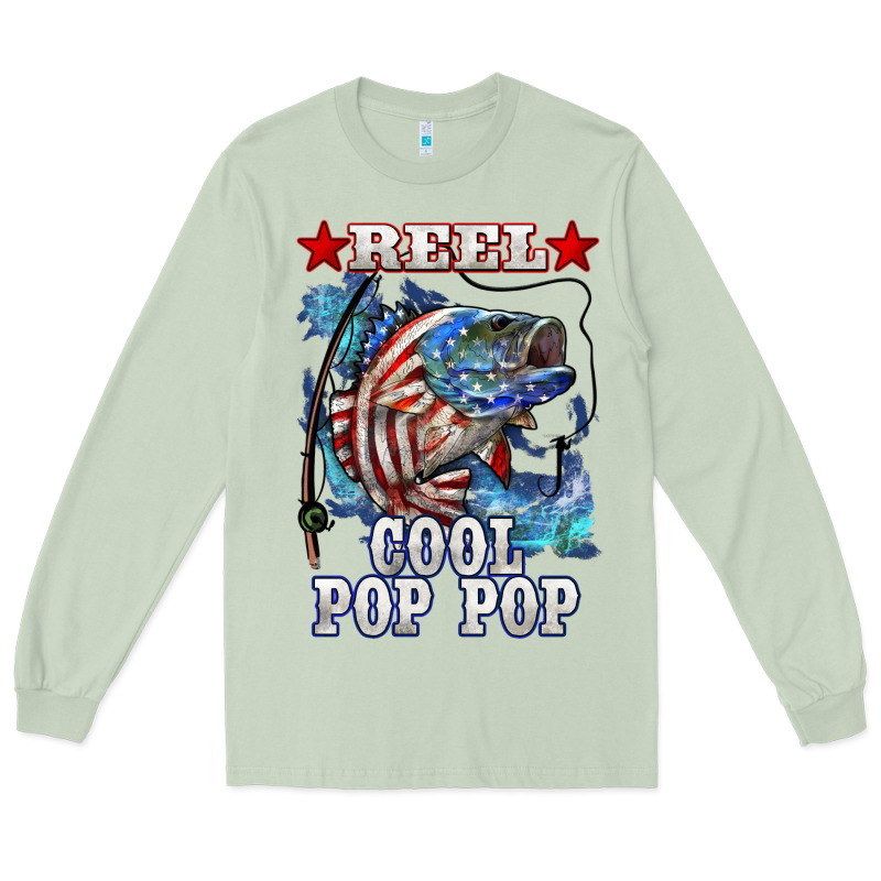 Reel Cool Pop Pop American Flag Bass Long Sleeve Tee by LillyAllenDesigns | Teevron