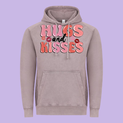 Hugs And Kisses Vintage Hoodie Designed By Maliassmallbusiness