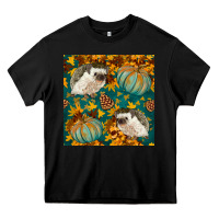 Black hedgehog and pumpkins seamless pattern Heavy Core Tee - BundleAndBundleShop