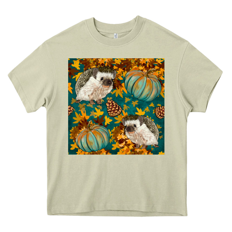 Hedgehog And Pumpkins Seamless Pattern Heavy Core Tee by BundleAndBundleShop | Teevron