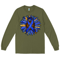 Army Green Colon Cancer Awareness sunflower Long Sleeve Tee - RanaPortraitStore