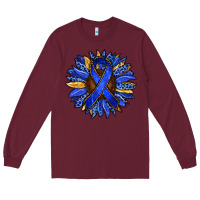 Burgundy Colon Cancer Awareness sunflower Long Sleeve Tee - RanaPortraitStore
