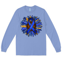 Colony Blue Colon Cancer Awareness sunflower Long Sleeve Tee - RanaPortraitStore
