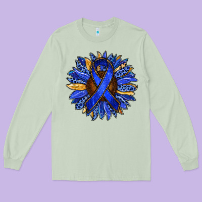 Colon Cancer Awareness Sunflower Long Sleeve Tee Designed By Ranaportraitstore
