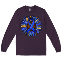 Plum Colon Cancer Awareness sunflower Long Sleeve Tee - RanaPortraitStore