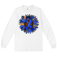 White Colon Cancer Awareness sunflower Long Sleeve Tee - RanaPortraitStore