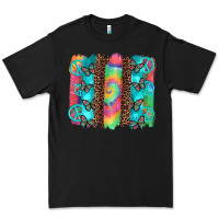 Black hippie peace sign butterfly leopard and tie dye brushstroke Premium Tee - Artiststas