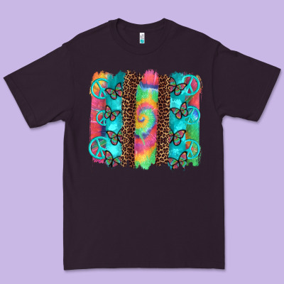 Hippie Peace Sign Butterfly Leopard And Tie Dye Brushstroke Premium Tee Designed By Artiststas