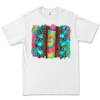 White hippie peace sign butterfly leopard and tie dye brushstroke Premium Tee - Artiststas