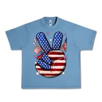 Pebble Blue peace 4th july Urban Heavy Tee - NancyCooperArtShop