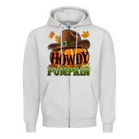 Dove Grey Howdy pumpkin Zipper Hoodie - NancyCooperArtShop