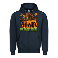 Navy Howdy pumpkin Zipper Hoodie - NancyCooperArtShop