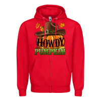 Red Howdy pumpkin Zipper Hoodie - NancyCooperArtShop
