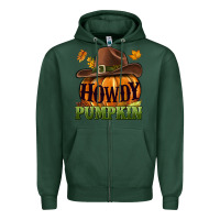Sports Green Howdy pumpkin Zipper Hoodie - NancyCooperArtShop