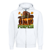 White Howdy pumpkin Zipper Hoodie - NancyCooperArtShop