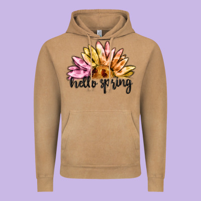 Hello Spring Vintage Hoodie Designed By Maliassmallbusiness