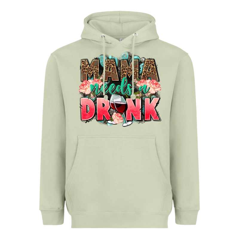 Mama Needs A Drink Mothers Day Heavyweight Hoodie by CowGirlArtShop | Teevron