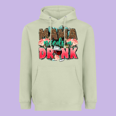 Mama Needs A Drink Mothers Day Heavyweight Hoodie Designed By Cowgirlartshop