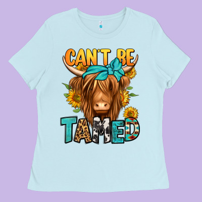 Can't Be Tamed Longhaired Cow Ladies Tee Designed By Jasminsmagicworld