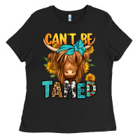Black can't be tamed longhaired cow Ladies Tee - Jasminsmagicworld