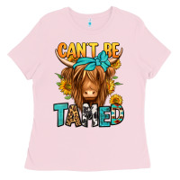Bubblegum Pink can't be tamed longhaired cow Ladies Tee - Jasminsmagicworld