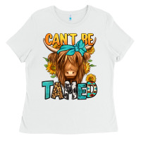 White can't be tamed longhaired cow Ladies Tee - Jasminsmagicworld