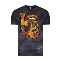 Cloud Black love leopard with lips Vintage Tee - NancyCooperArtShop
