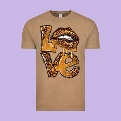 Love Leopard With Lips Vintage Tee Designed By Nancycooperartshop