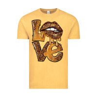 Vintage Mustard love leopard with lips Vintage Tee - NancyCooperArtShop